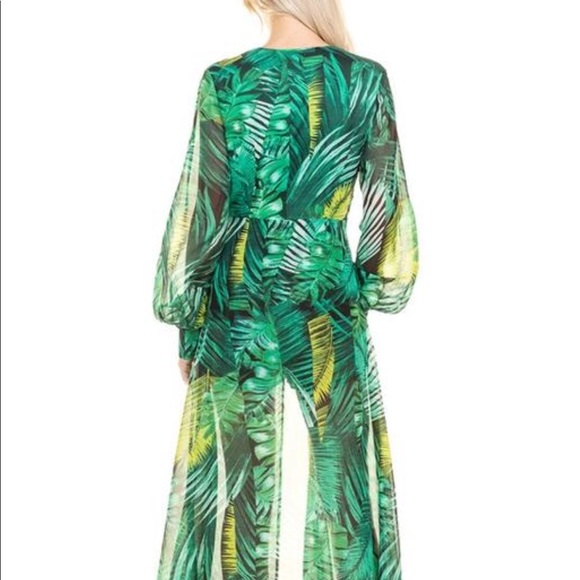 Printed Chiffon Long Sleeve Dress - Picture 2 of 3